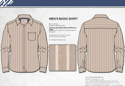 Mens Basic Shirt No0634 (LINEN+COTTON 11x11 52x36)
