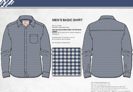 Mens Basic Shirt No0635 (LINEN+COTTON 40x40 100x64)