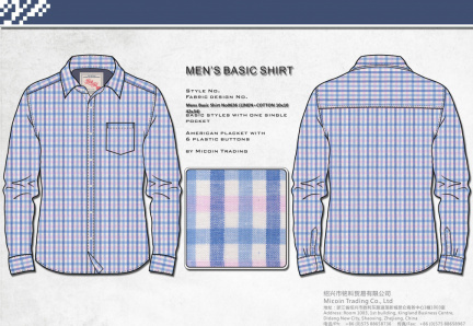 Mens Basic Shirt No0636 (LINEN+COTTON 10x10 42x34)