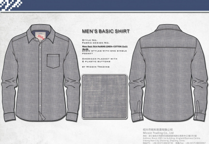Mens Basic Shirt No0648 (LINEN+COTTON 11x11 48x38)