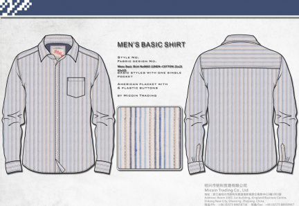 Mens Basic Shirt No0665 (LINEN+COTTON 21x21 62x52)