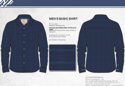Mens Basic Shirt No0668 (LINEN+COTTON 15x15 52x46)