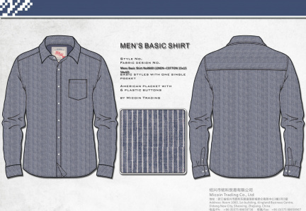 Mens Basic Shirt No0669 (LINEN+COTTON 15x15 54x42)