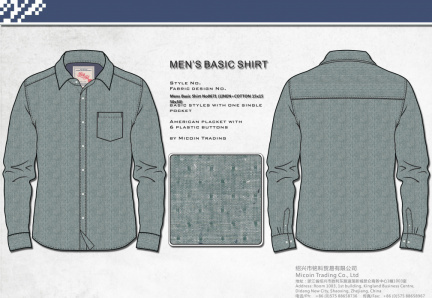 Mens Basic Shirt No0671 (LINEN+COTTON 15x15 50x50)