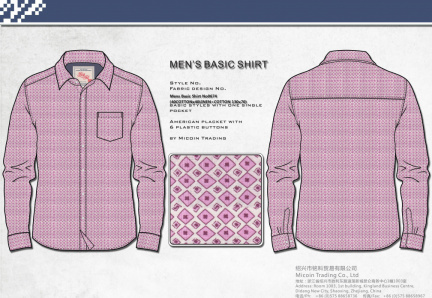 Mens Basic Shirt No0674 (40COTTONx40LINEN+COTTON 130x70)