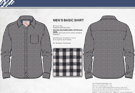 Mens Basic Shirt No0682 (LINEN+COTTON 15x15 52x42)