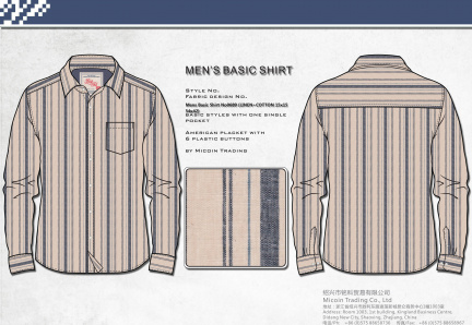 Mens Basic Shirt No0689 (LINEN+COTTON 15x15 54x42)