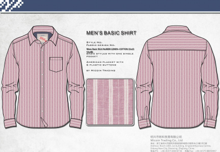 Mens Basic Shirt No0690 (LINEN+COTTON 15x15 52x48)