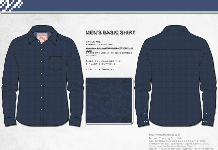 Mens Basic Shirt No0704 (LINEN+COTTON 21x21 60x60)