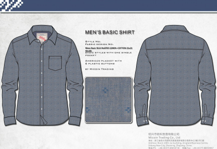 Mens Basic Shirt No0705 (LINEN+COTTON 21x21 60x60)